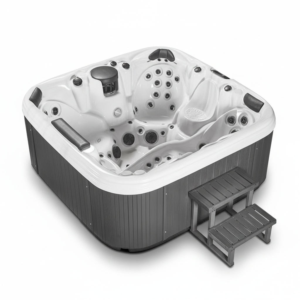 Hot Tub - 6人用ホットタブスパ、耐久性のあるナイロンネット付きジェットバス、業務用屋外ホットタブ、頑丈なプレミアム交換部品