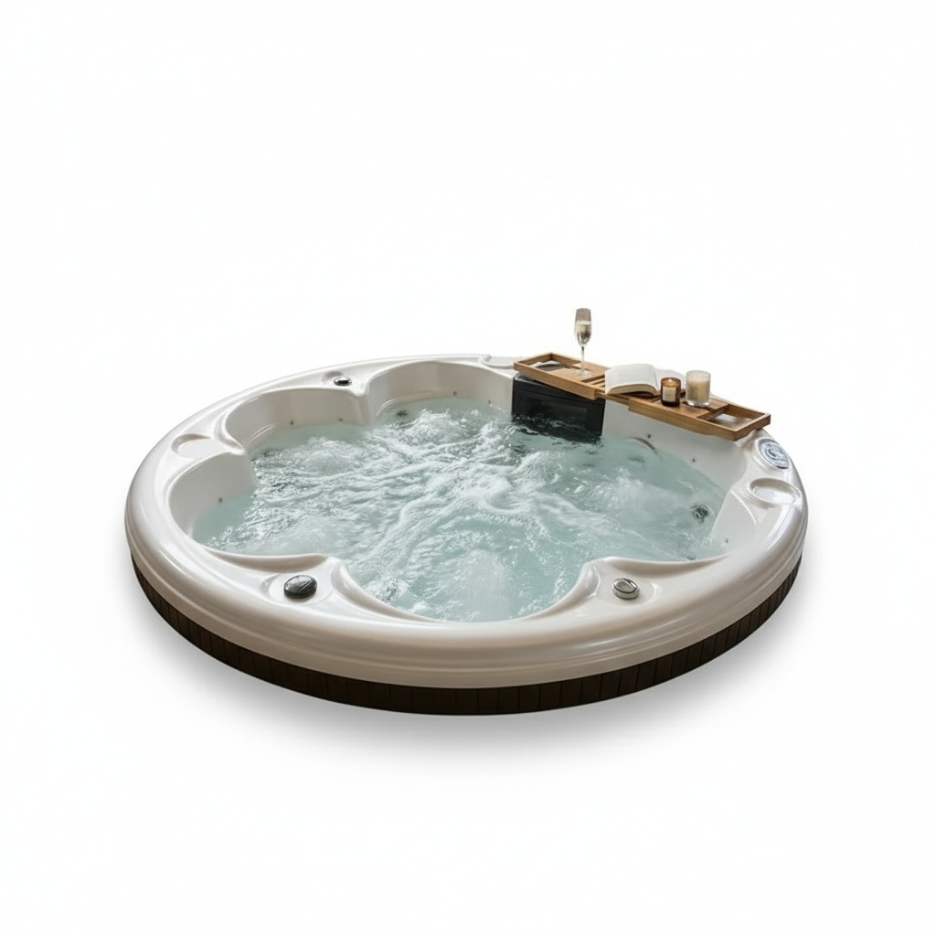 Hot Tub - 屋外スパホットタブ、6人用高級アクリル製自立式浴槽、220x210x93 Bluetoothスパプール、地上設置型温水プール