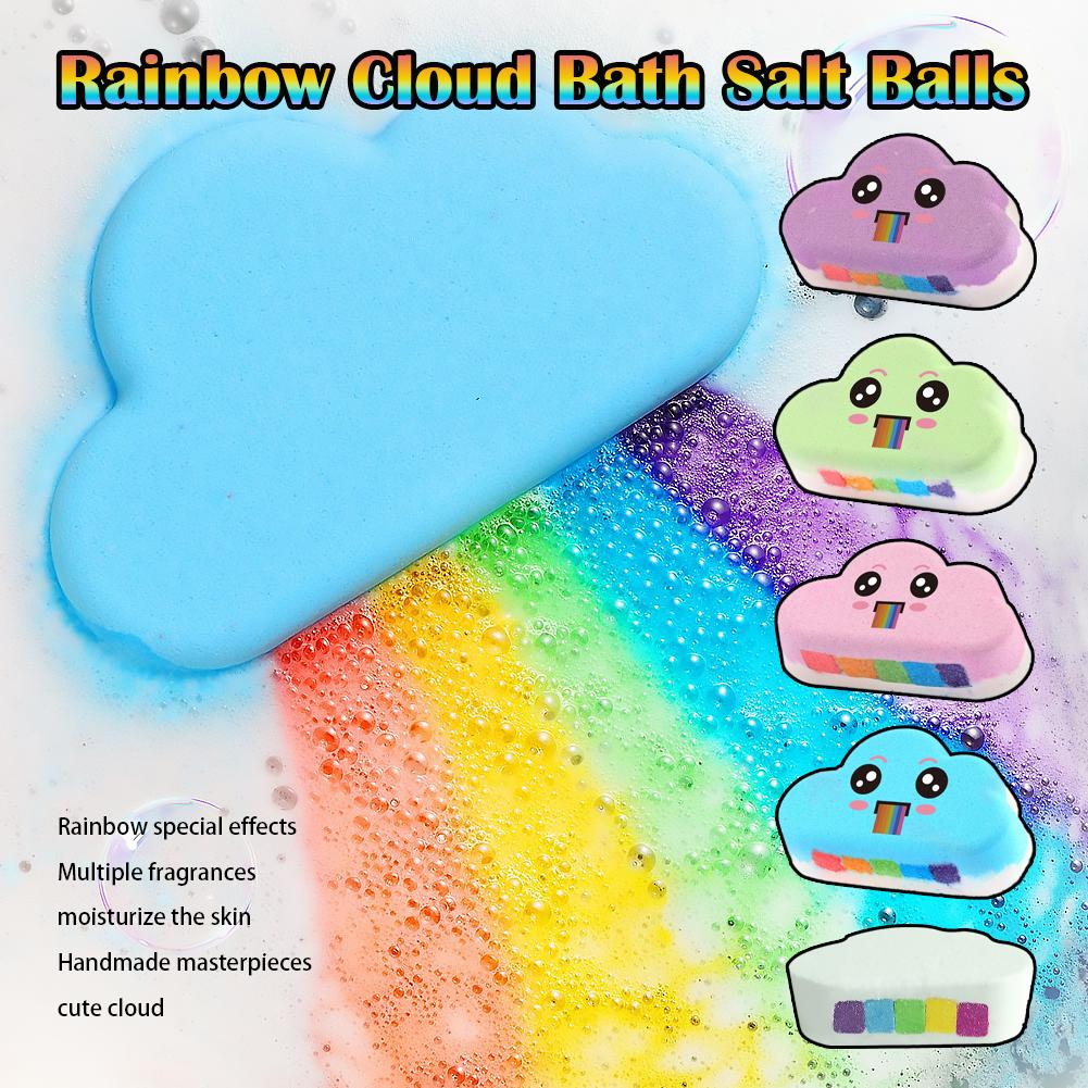 Bath Salts - レインボークラウドバスボール 子供用 カラフルな香りのバスフィジー 天然エッセンシャルオイル配合 肌に潤いを与えるバスソルト ギフトセット