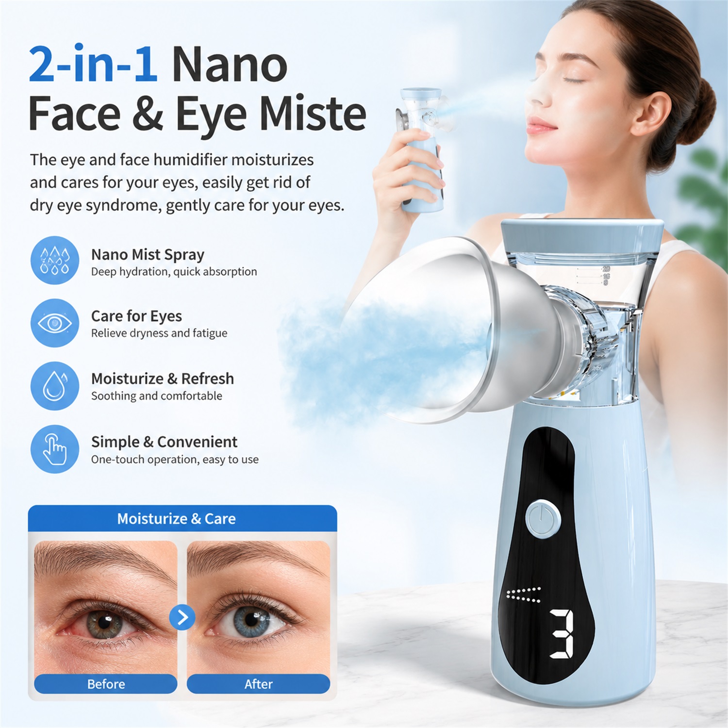 アイ用ナノ加湿器、ネブライザー、アイスチーマー。目の疲れや乾 - Face Steamer のレビューと価格