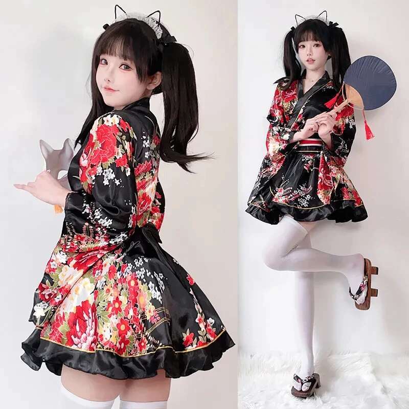 日本語修正着物ドレス女性のためのバスローブ夏コスプレ衣装アニ - Bathrobe のレビューと価格