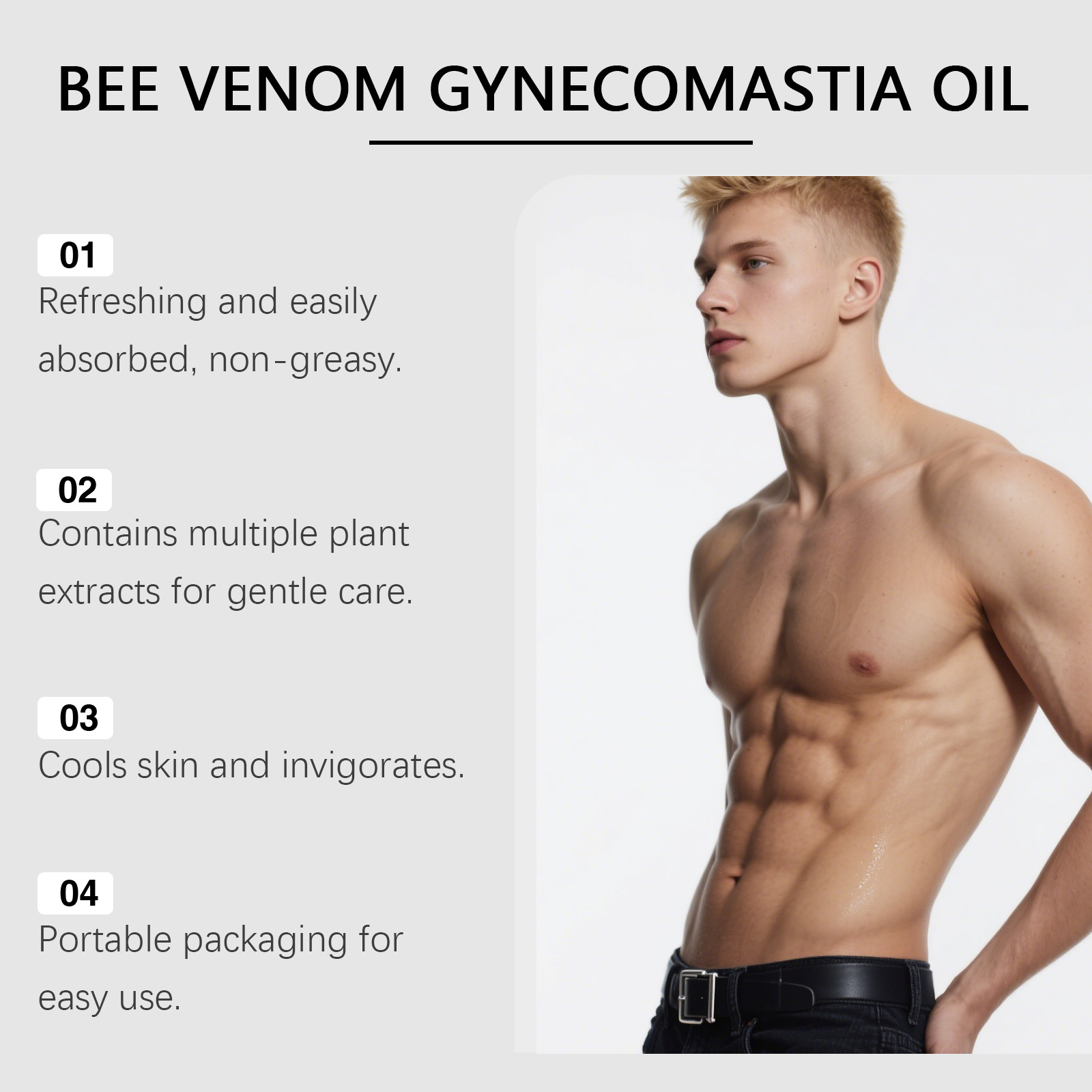蜂毒男性用乳房オイル、男性用乳房整形、乳房マッサージセラム、 - Body Oil のレビューと価格
