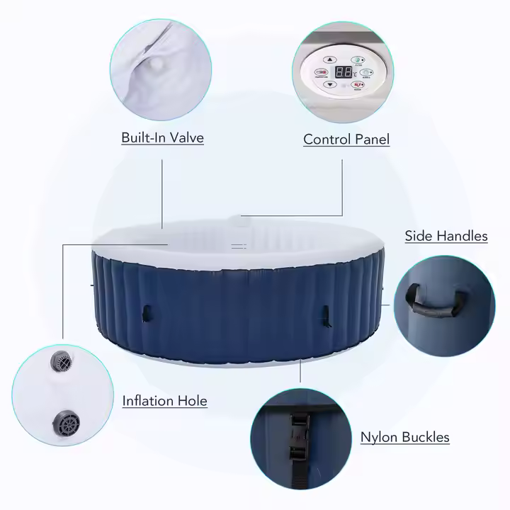 屋外用6人乗り丸型インフレータブルホットタブバブルバススパ屋 - Hot Tub のレビューと価格