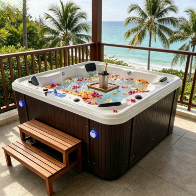 アクリル製屋外ジャグジーマッサージ浴槽、6人用、67ジェット - Hot Tub のレビューと価格