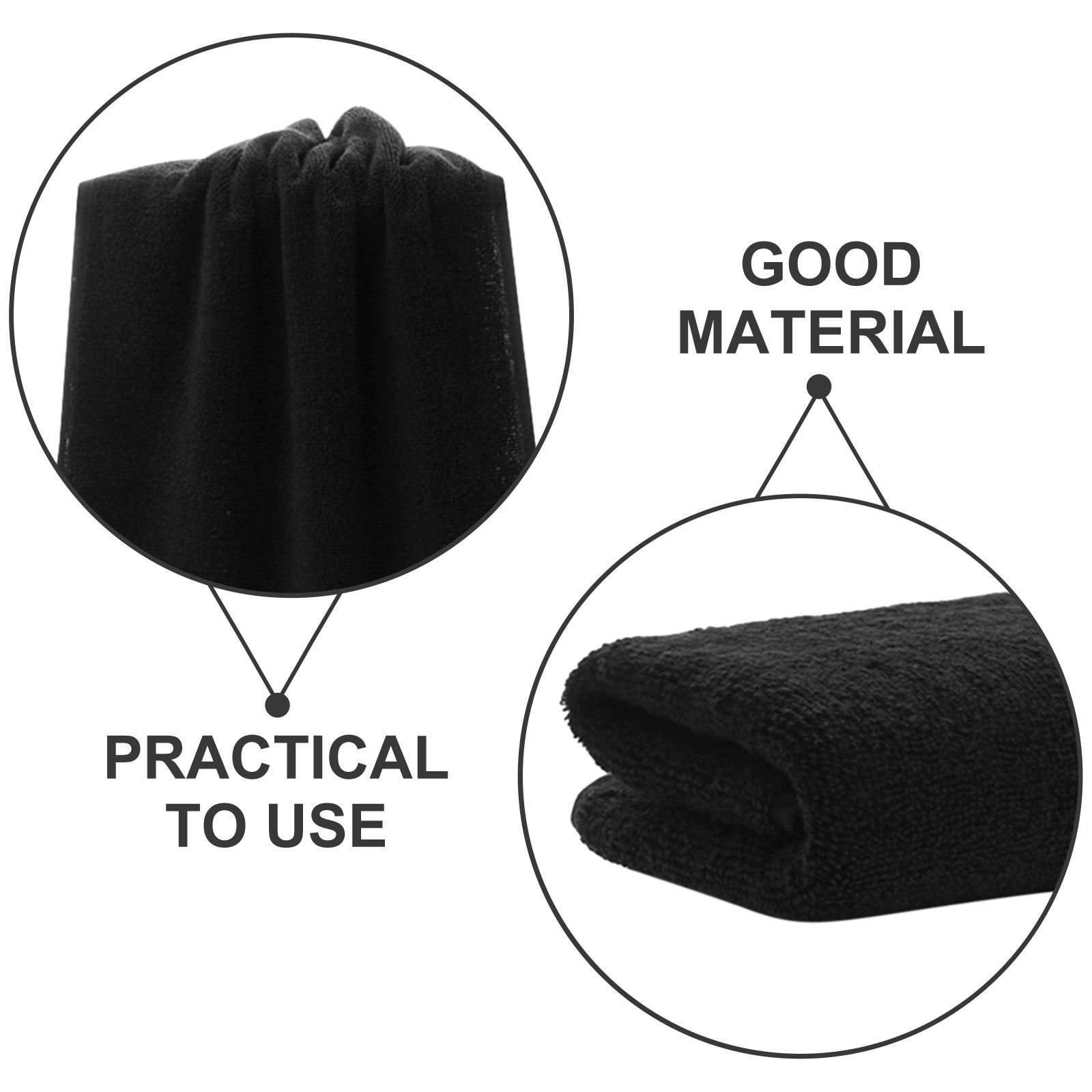 特大サイズの黒い綿製ハンドタオル。天然素材で柔らかく、吸水性 - Spa Towel のレビューと価格