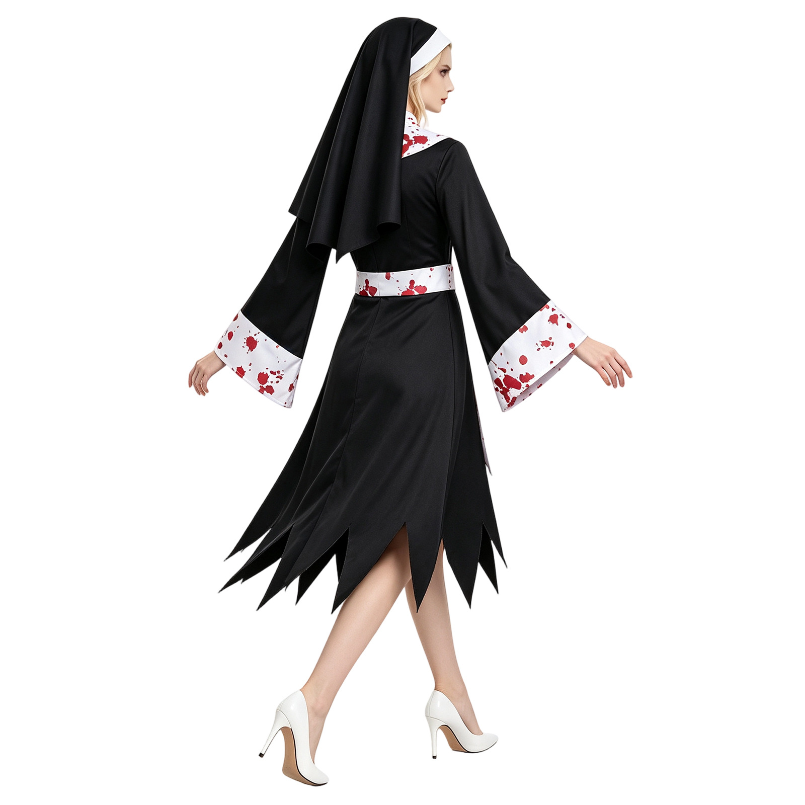 女性・子供用ハロウィン怖いダーク修道女コスプレコスチューム血 - Bathrobe のレビューと価格