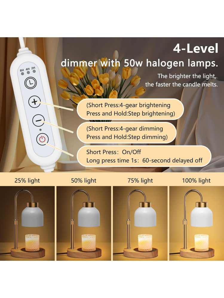 24時間タイマー付き調光可能なキャンドルワックス溶解ランプ（ - Wax Warmer のレビューと価格