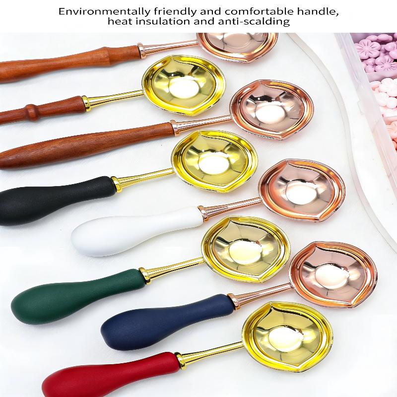 2つの分流ポート付きワックスシールスプーン、木製ハンドル付き - Wax Warmer のレビューと価格