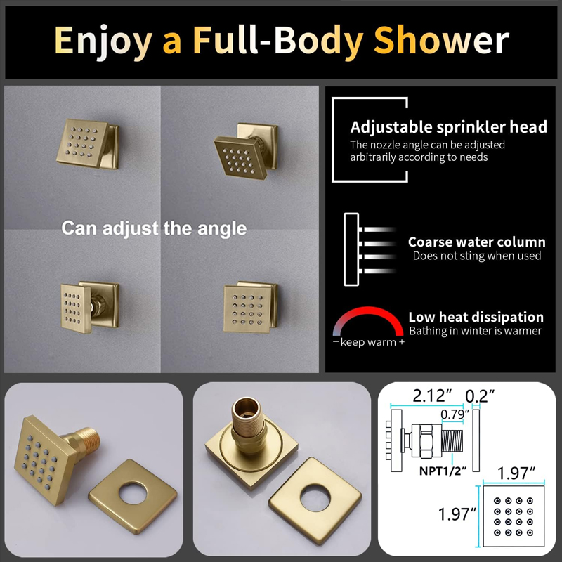 真鍮製ブラッシュゴールドデジタルディスプレイサーモスタットシ - Body Brush のレビューと価格